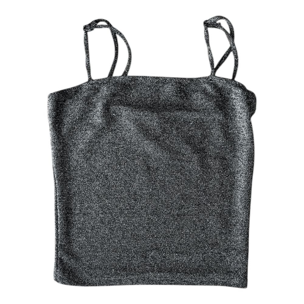 Heart Hips Women's Glittery Black Spaghetti Strap Top S